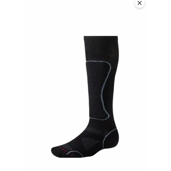 SmartWool Crew Socks Ski PHd Long Over Calf Unisex Black Gray Medium Merino Wool - Picture 9 of 9